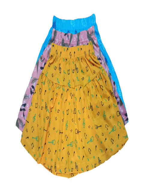 NewLadiesZone Girls Pack Of 3 Printed Pure Cotton Maxi Flared Skirts