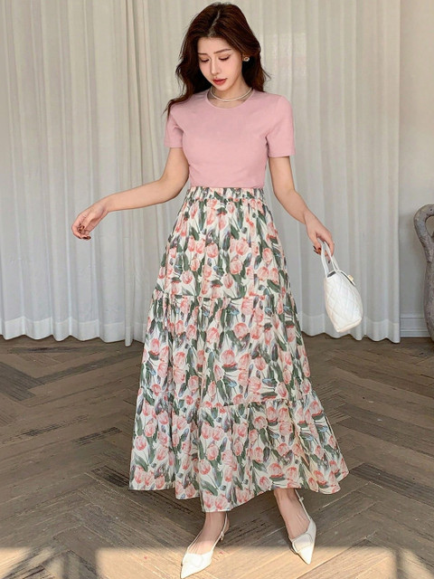 SHYAM SUNDARI Floral Print Maxi Midi Dress