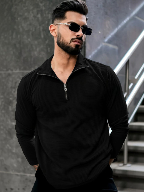 HAPPY KHAJANA Men Henley Neck T-shirt