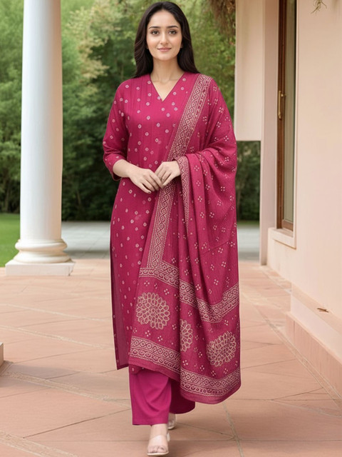 Aaghnya Women Ethnic Motifs Printed Regular Kurta with Palazzos & With Dupatta - Image 6