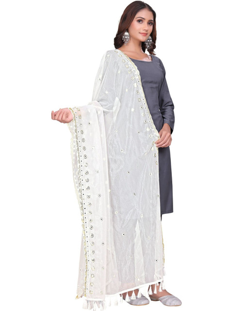 Kemza Embroidered Organza Dupatta with Sequinned