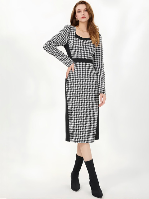 SHYAM SUNDARI Print Formal Sheath Midi Dress