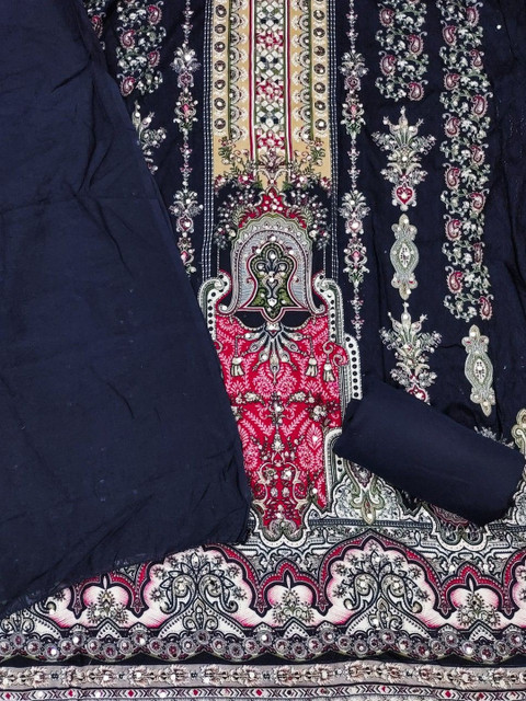 Nayanthara Trends Printed Pure Cotton Unstitched Dress Material - Image 3