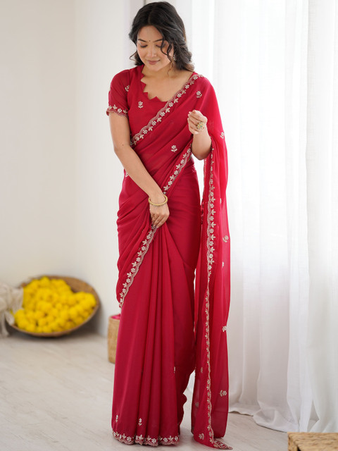 Anouk Embellished Embroidered Pure Georgette Heavy Work Saree