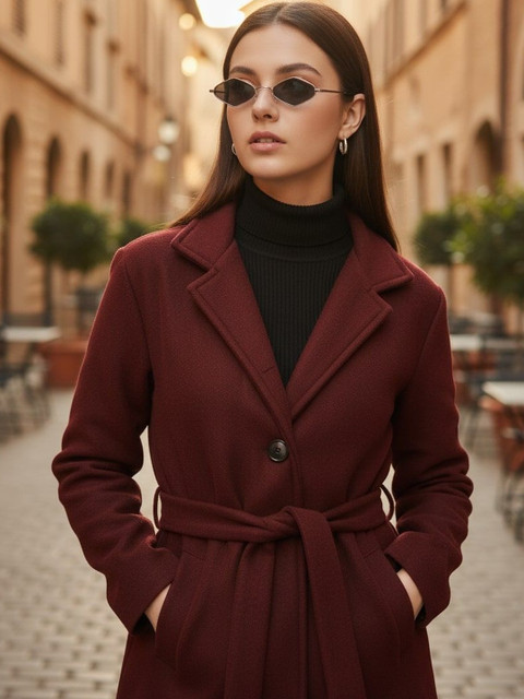 Rigo Plus Size Notched Lapel Collar Single-Breasted Knee-Length Overcoat