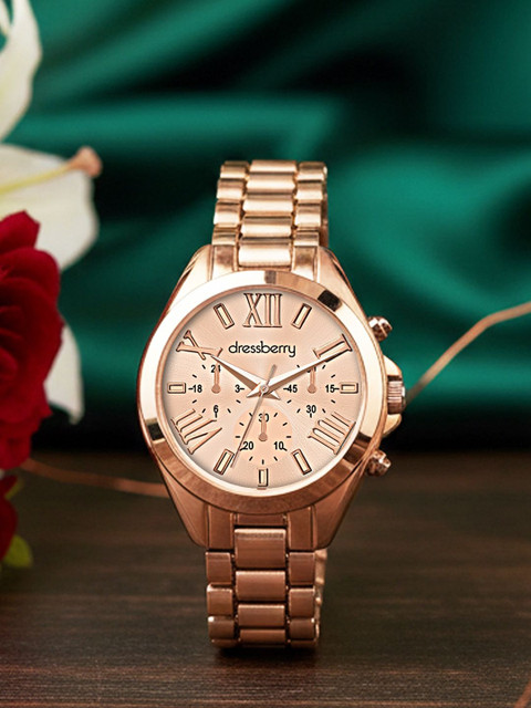 DressBerry Women Patterned Dial & Bracelet Style Straps Analogue Watch HOBDB-001R-RG