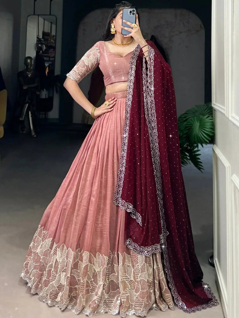 Piludi Embroidered Semi-Stitched Lehenga & Unstitched Blouse With Dupatta