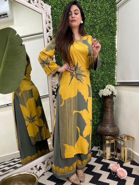 HERE&NOW Women Floral Printed Regular Kurta with Palazzos