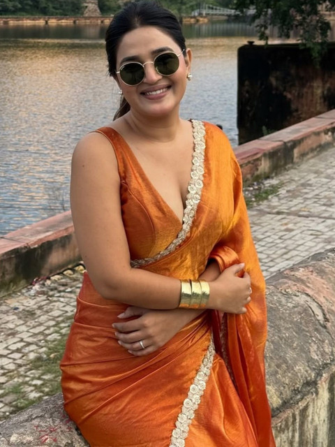 all about you Embroidered Pure Chiffon Saree