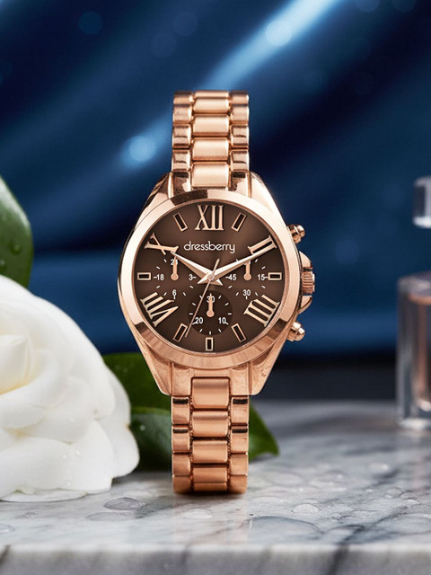 DressBerry Women Patterned Dial & Bracelet Style Straps Analogue Watch HOBDB-001R-BR