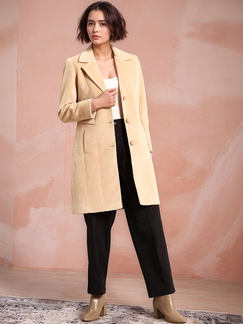 all about you Women Woollen Notched Lapel Longline Overcoat