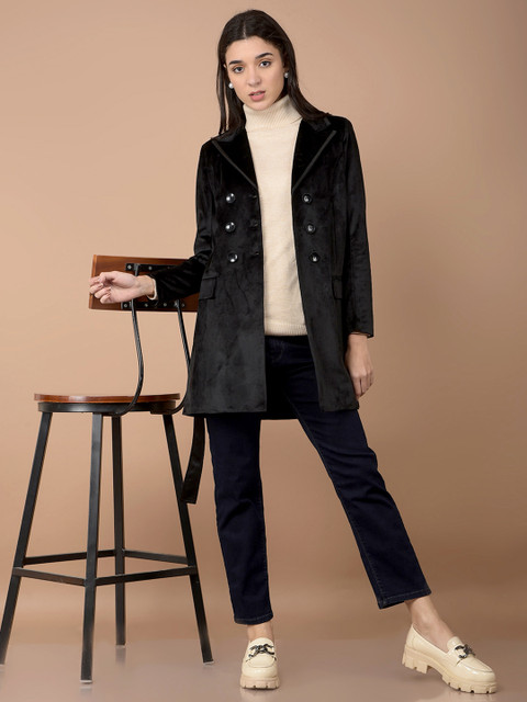 Crimsoune Club Women Double-Breasted Overcoat With Belt