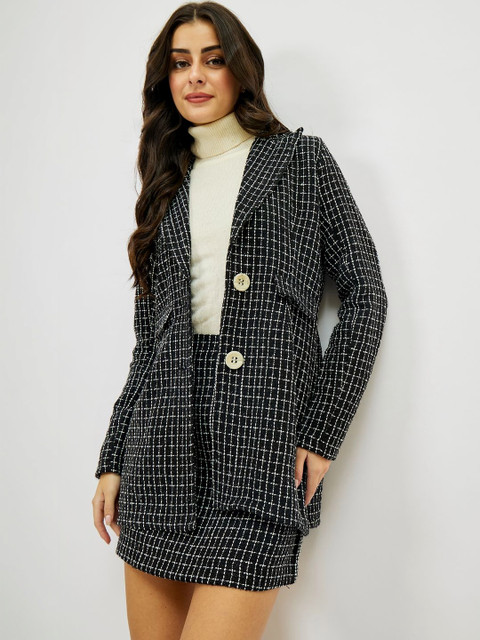 Athena Women Checked Notched Lapel Single-Breasted Semiformal Blazers - Image 5