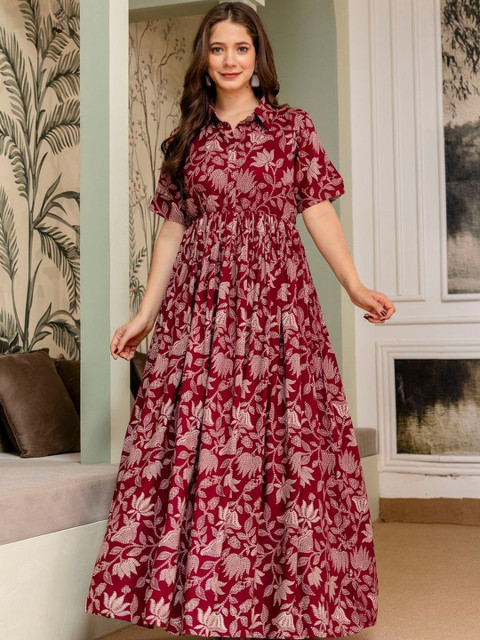 PURSHOTTAM WALA Women Printed Floral Anarkali Kurta