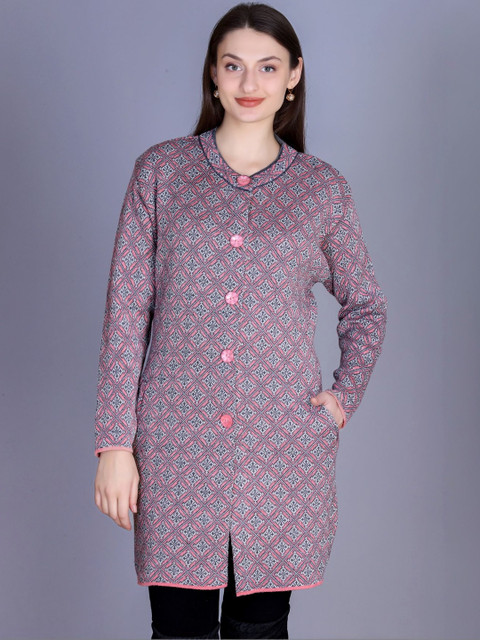 The Roadster Lifestyle Co Self Design Round Neck Longline Coat