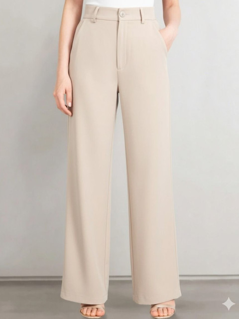 Next One Women Smart Straight Fit High-Rise Easy Wash Trousers