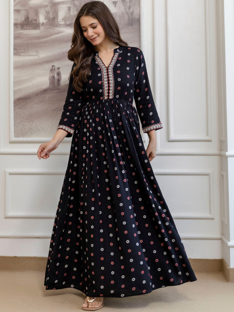DRESSAR Women Printed Floral Anarkali Kurta