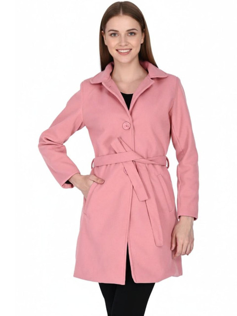 FELLAMO Spread Collar Hip Length Trench Coat