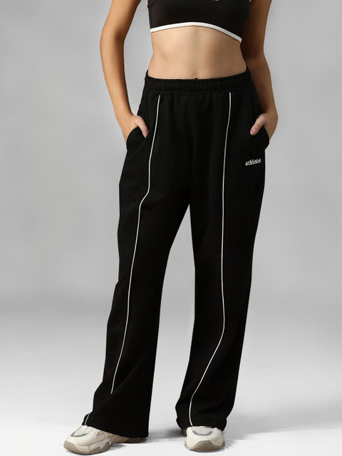 ATHLISIS Women Cotton Relaxed Fit Mid-Rise Track Pant