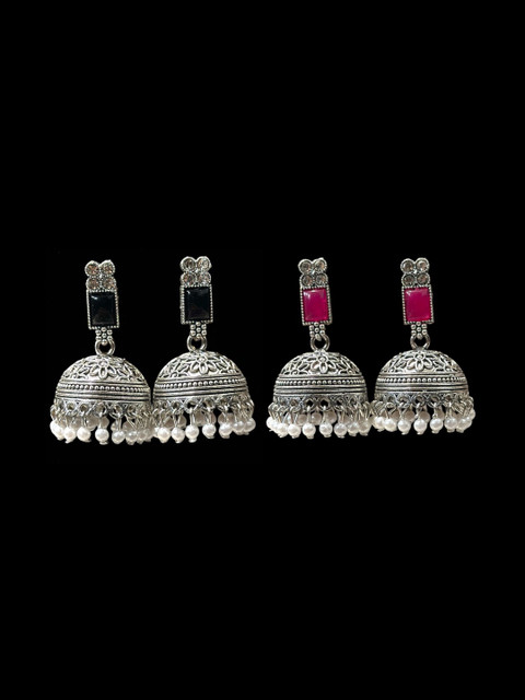 Anouk Silver-Plated Artificial Beaded Jhumkas Earrings - Image 3