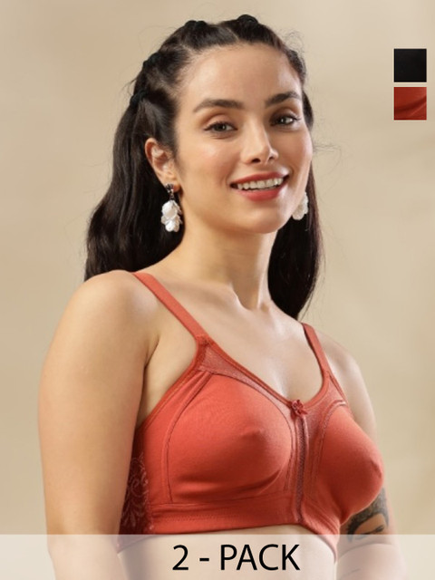 Dollar Missy Women Pack Of 2 Cotton Non-Wired Non Padded Plus Size Everyday Bra