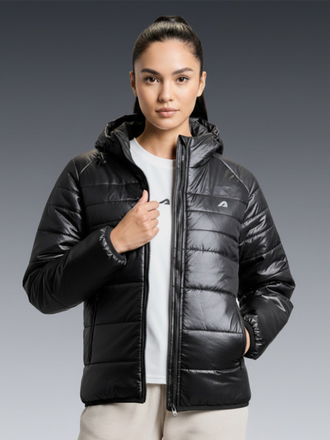 BOLDFIT Women Hooded Solid Casual Puffer Jacket