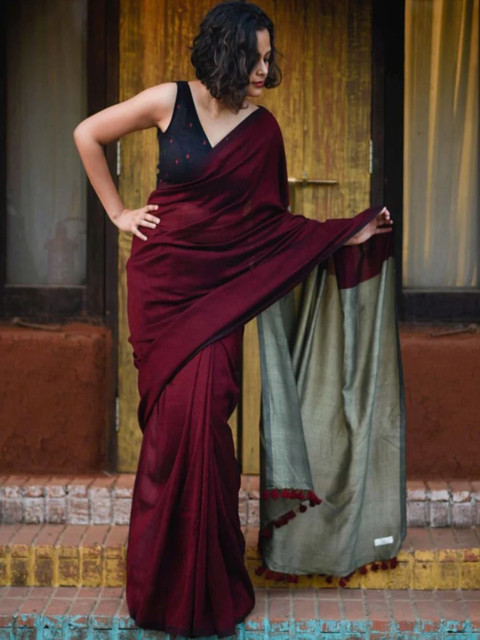 SHYAMALI BOUTIQUE Colourblocked Block Print Saree