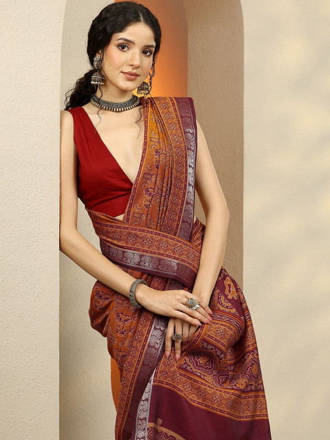 Libas Ethnic Motifs Silk Blend Handloom Saree