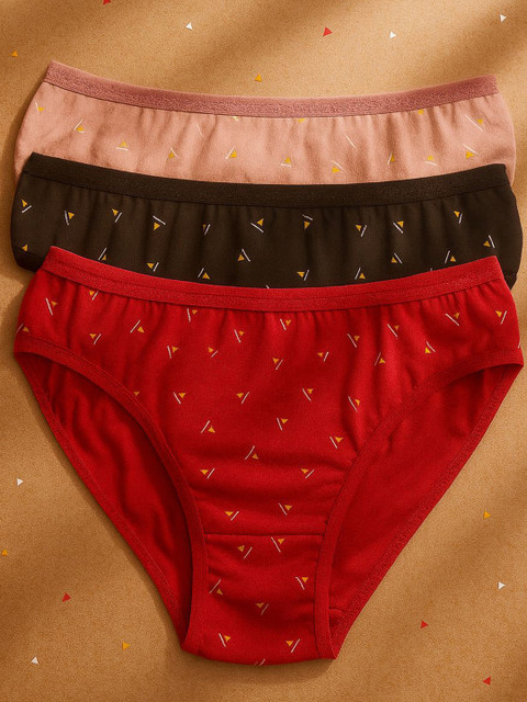 FiveFlag Pack of 3 Cotton Printed Briefs