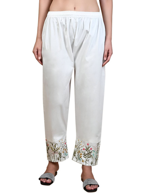 MIXFIT Women Floral Embroidered Knitted Ethnic Palazzos