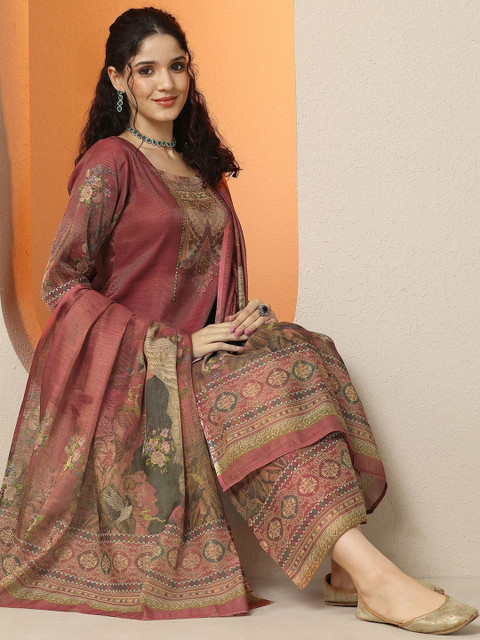 Libas Women Ethnic Motifs Printed Regular Kurta with Trousers & With Dupatta