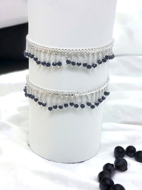 BR Ornaments Women Silver-Plated Artificial Stones Anklet