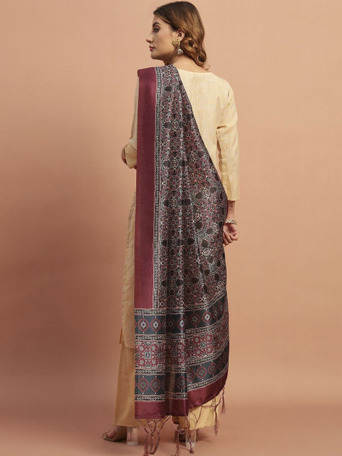 AKSHADEEP Women Ajrakh Keri Printed Chanderi Dupatta - Image 3