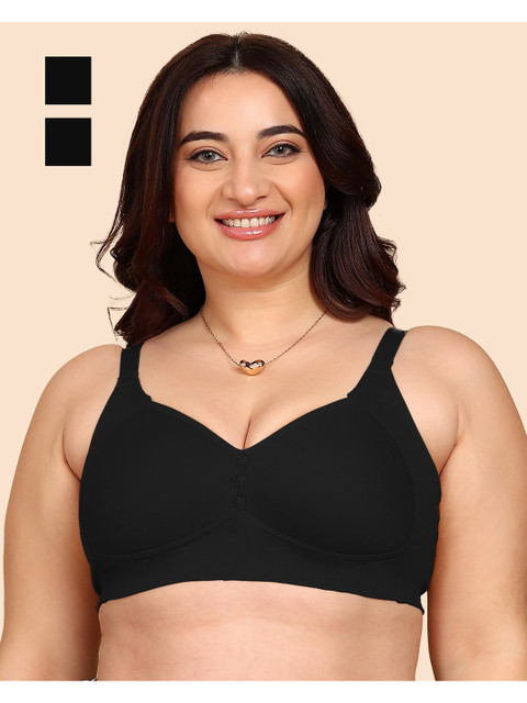 KOMLI Pack of 2 Bonded Breathable Cotton Plus Size M-Frame Minimiser Padded Bra