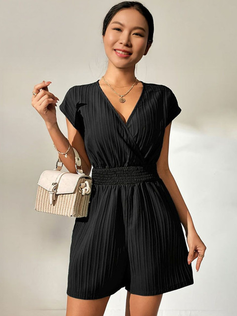 StyleCast Women Smocked V-neck Playsuit