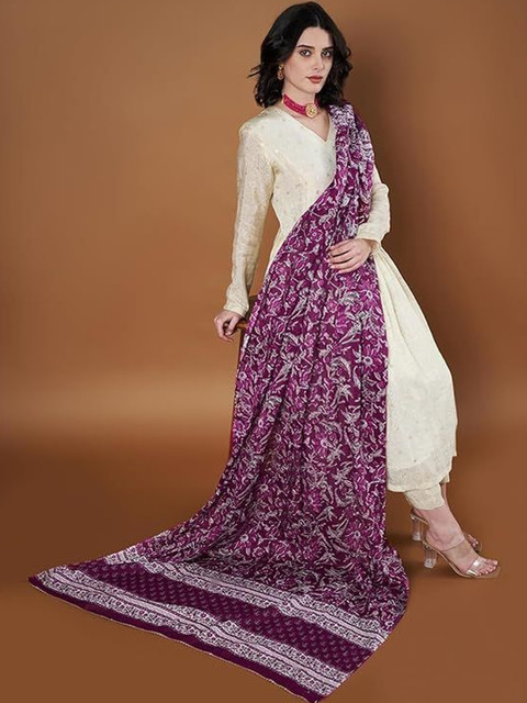 AKSHADEEP Women Jaipur Block Print Pure Cotton Block Print Dupatta with Gotta Patti