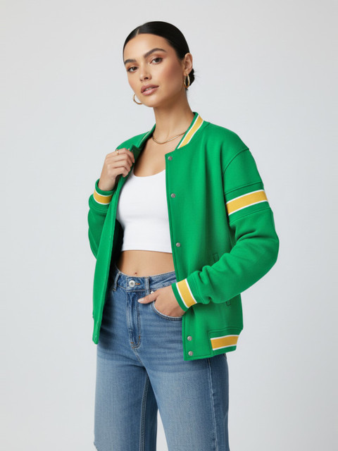 glitchez Contrast Panel Oversize Varsity Jacket