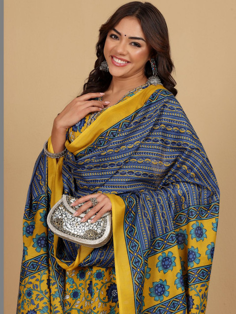 KALINI Women Floral Embroidered Regular Kurta with Trousers & With Dupatta - Image 5