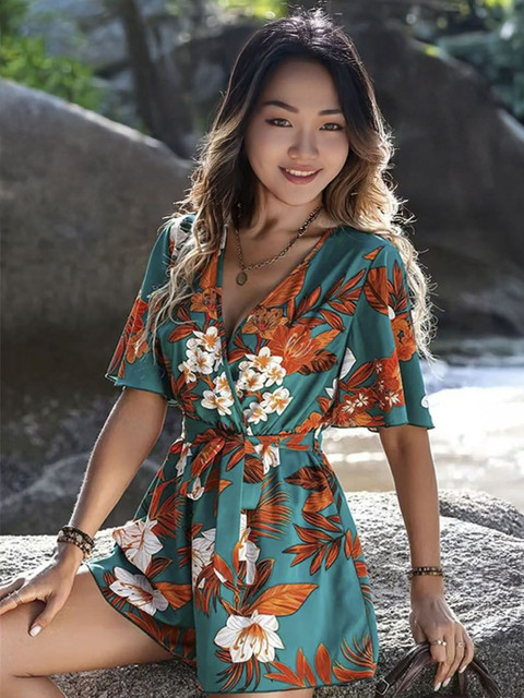 StyleCast Women Printed V-Neck Basic Playsuit