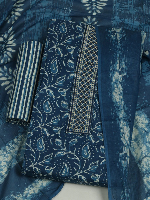 Meena Bazaar Printed Pure Cotton Unstitched Dress Material