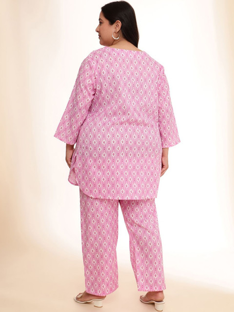 Sztori Printed Cotton V Neck Top & Trousers Co-Ords Set - Image 7