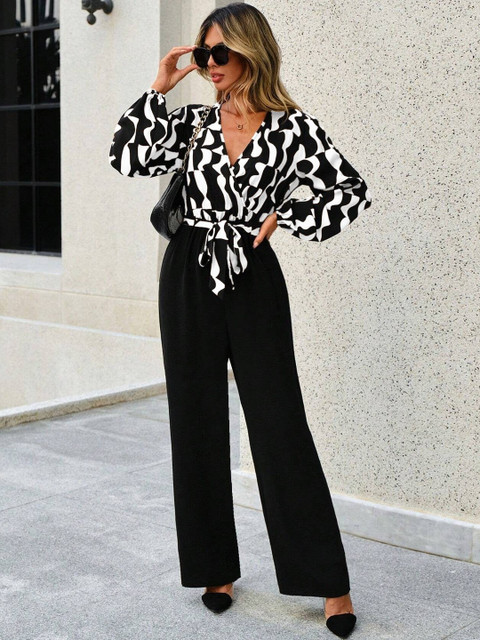 SHYAM SUNDARI Women Printed Culotte Jumpsuit With Waist Tie-Ups