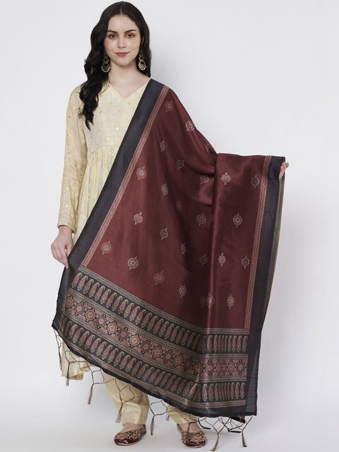 AKSHADEEP Ajrakh Printed Chanderi Dupatta