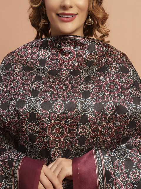 AKSHADEEP Women Ajrakh Keri Printed Chanderi Dupatta - Image 6