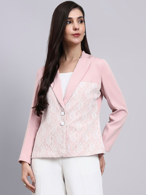 PowerSutra Tailored Fit Single-Breasted Blazers With Lace Panel Detail
