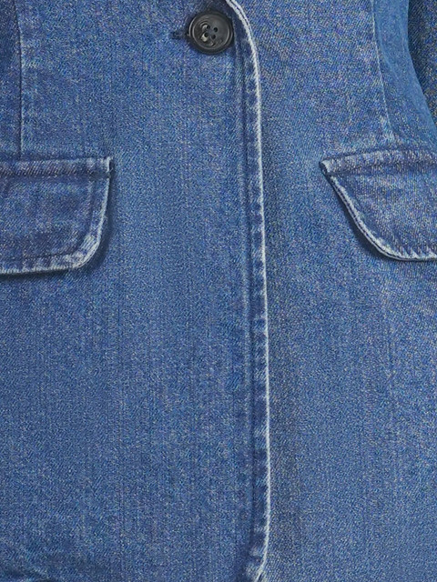 Virgio Women Single Breasted Notched Lapel Regular Fit Denim Blazers - Image 7