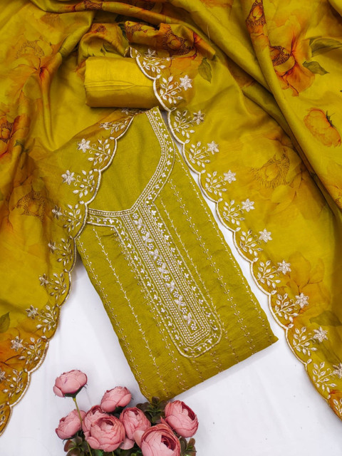 KALINI Embroidered Unstitched Dress Material