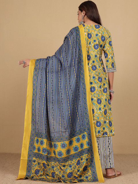 KALINI Women Floral Embroidered Regular Kurta with Trousers & With Dupatta - Image 2