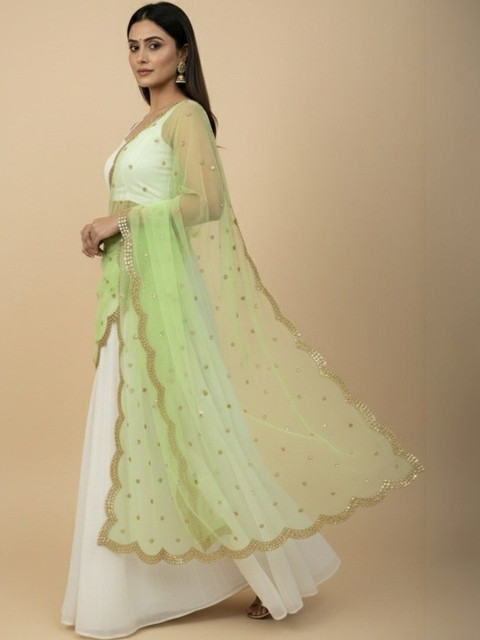 TASHVIKA'S Embroidered Dupatta with Mirror Work