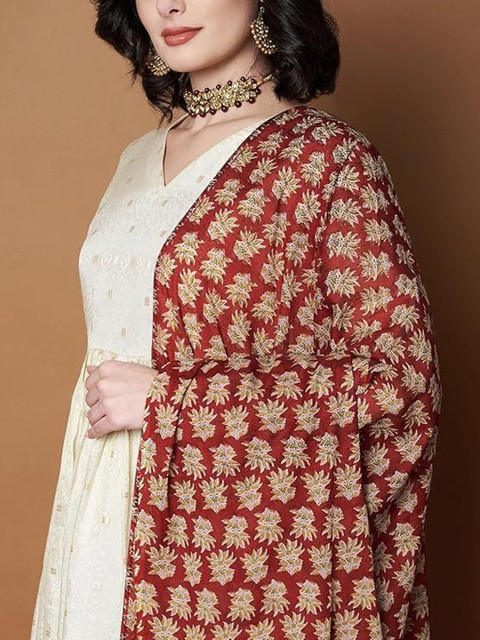 AKSHADEEP Women Jaipur Block Print Pure Cotton Block Print Dupatta with Gotta Patti - Image 3